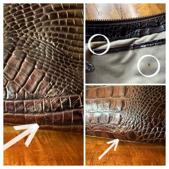 Brahmin Anytime Baguette Shoulder Bag – Melbourne Croc Embossed Leather Brown - Picture 17 of 17